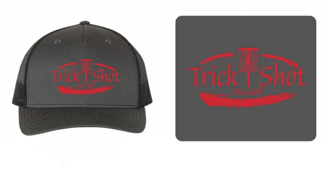 Trick Shot Hat (Charcoal & Black with Red Print)